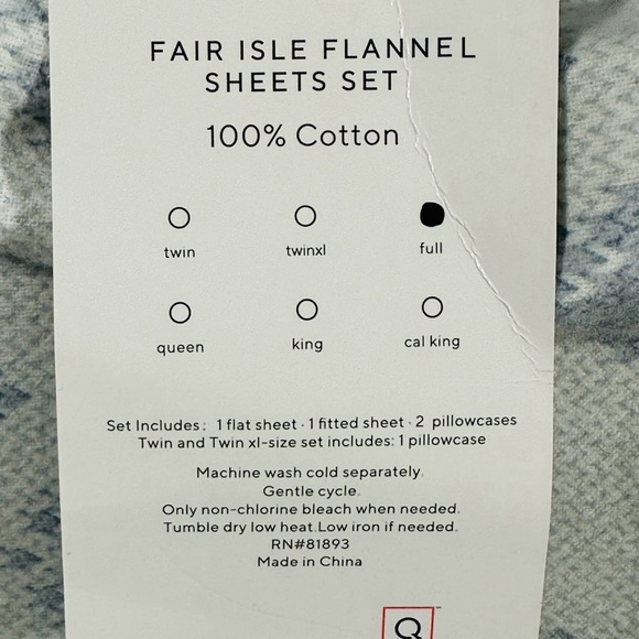 Full Size Flannel Sheet Set by Home Reflections NIB White w/ silver/gray design - Picture 3 of 12